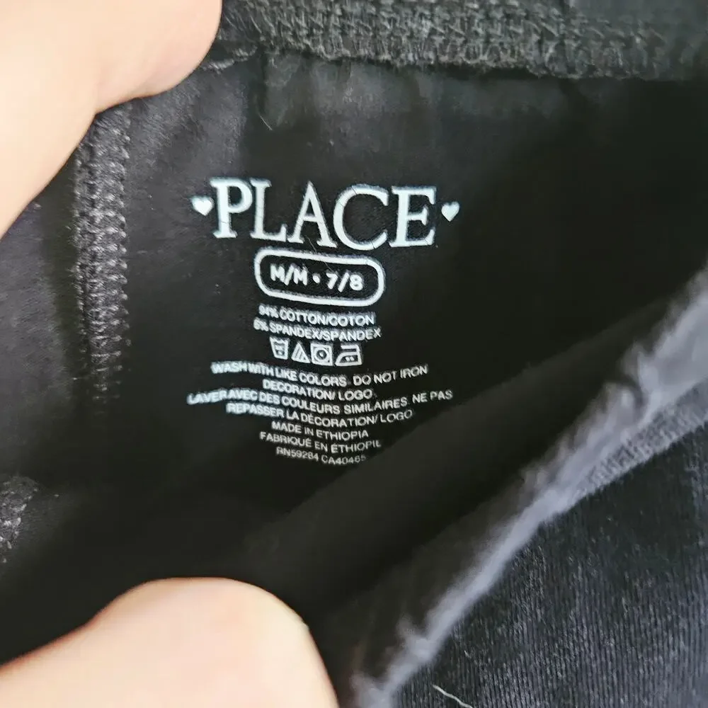 Children's Place Girls Size M Leggings Solid Black Simple Casual Everyday Basic